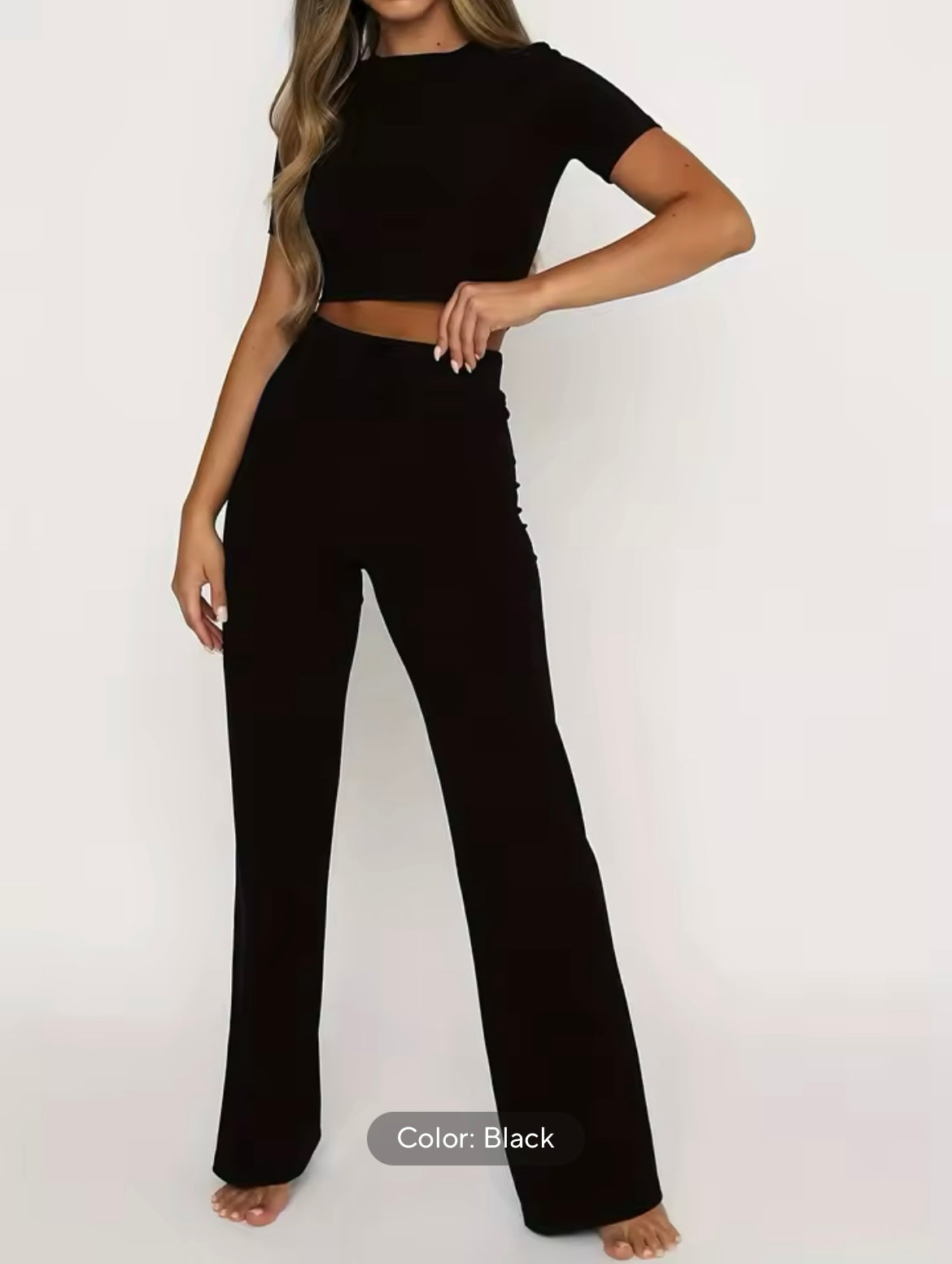 Slim 2-piece set with cropped top